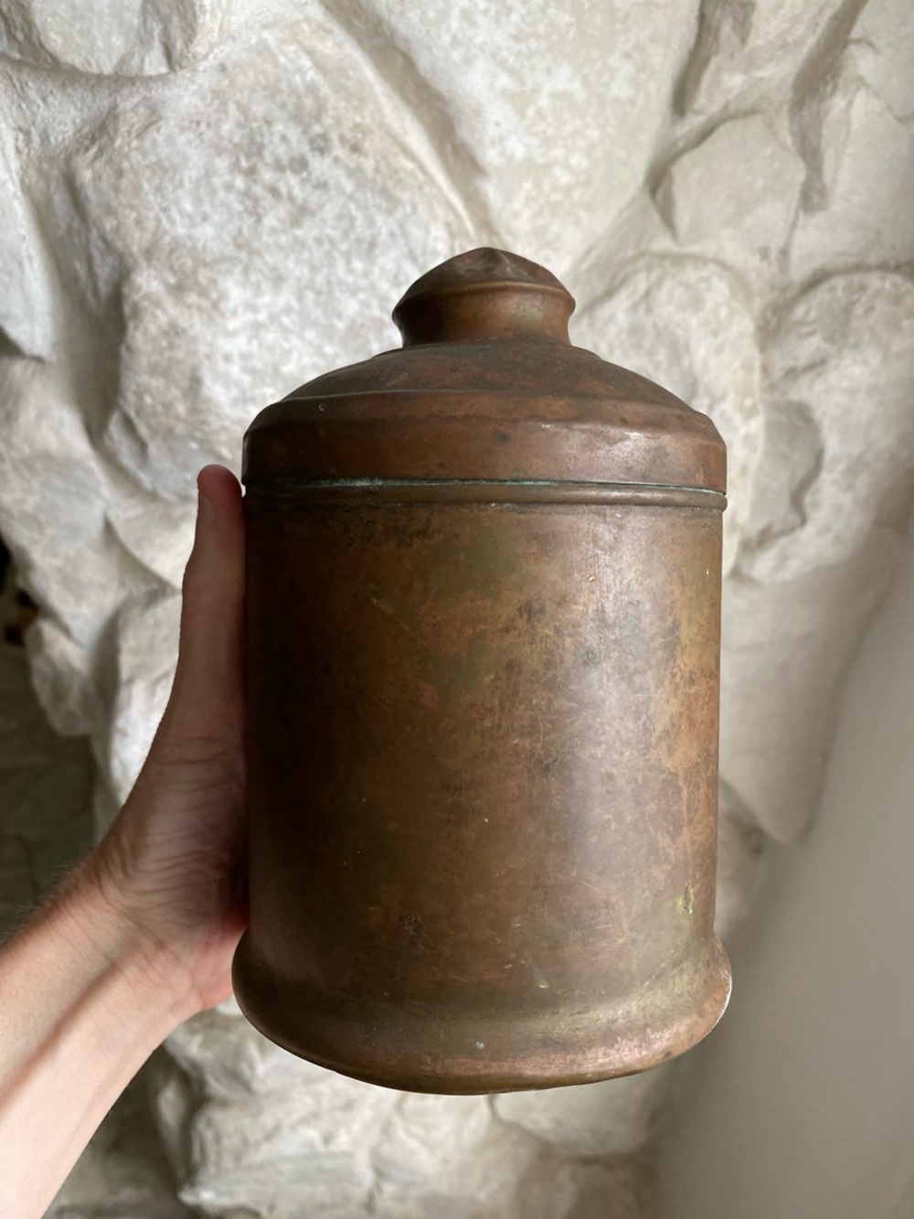 Antique 1920s Solid Copper Coffee Tobacco Humidor Canister~ Primitive Rustic